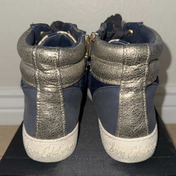 SAM EDELMAN Britt Snake Print Navy Fur Gold Metallic High Top Boot Sneaker 10 - Picture 6 of 12